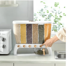 🍚 Rice Bin Divider (6-Section) | Airtight Multi-Grain Storage Organizer