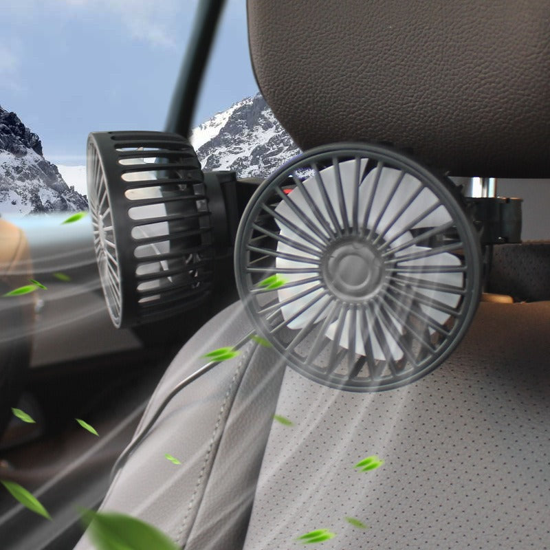 🌀 12V/24V Car Rear Fan 🚗 Powerful Wind | Multi-Angle Adjustable | Quiet Cool ❄