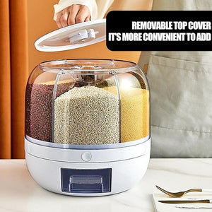 🔄 Rotating Food Storage Dispenser 🍚 Multi-Grid Dry Grains Organizer 📦