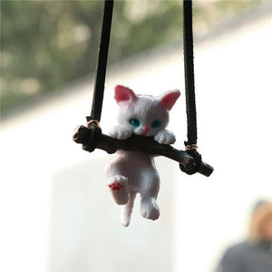 🐱 Cute Branch Cat Ornament 🚗 Rearview Mirror Pendant ✨ Creative Car Decor 💖