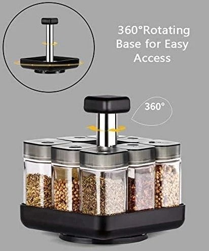 🧂 Revolving Spice Rack 🔄 360° Rotation | Space Saver | Stylish Kitchen Organizer 🍽