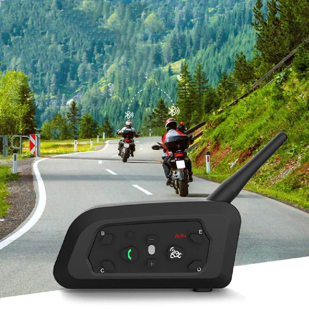 🎧 V6Pro Helmet Intercom | 800m Bluetooth Range 🏍 5 Riders Link 🔊 Single Pack