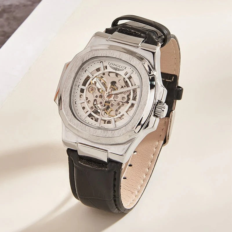 ⌚🔥 Barrel Leather Strap | Men's Waterproof Mechanical Watch 🧭💼💦