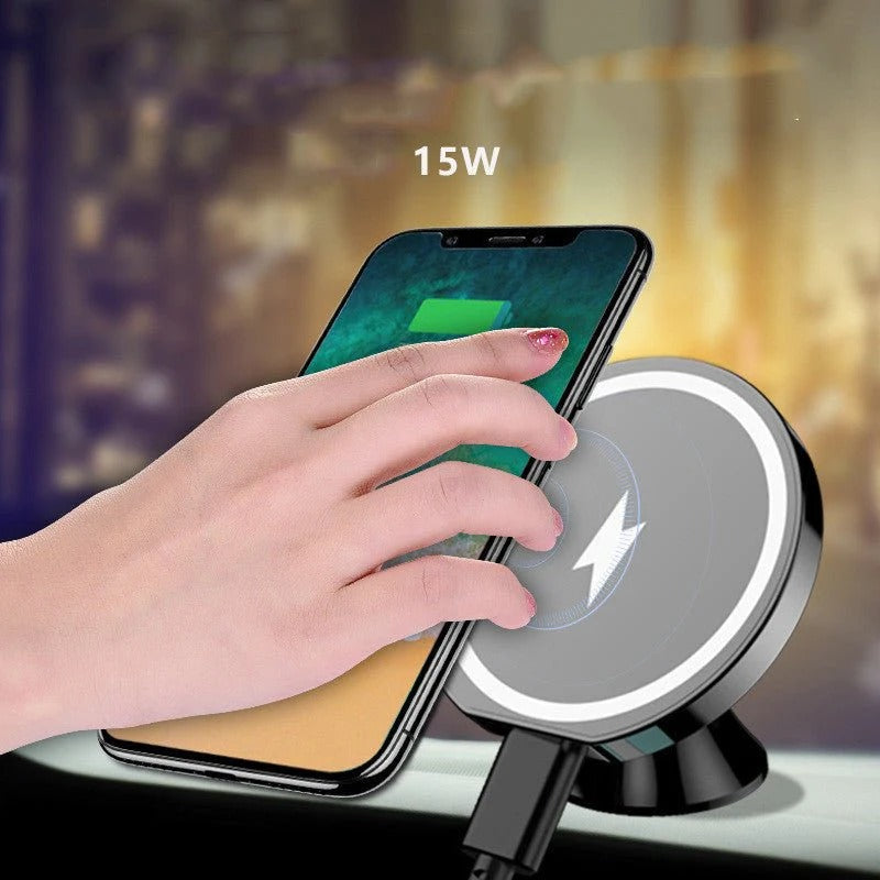 📱 15W Fast Magnetic Car Mount 🚗 Wireless Charging | Secure Phone Holder 🔋