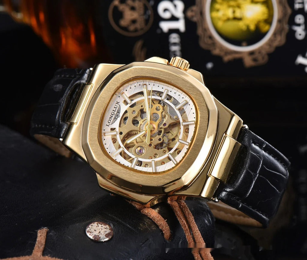 ⌚🔥 Barrel Leather Strap | Men's Waterproof Mechanical Watch 🧭💼💦