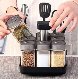 🧂 Revolving Spice Rack 🔄 360° Rotation | Space Saver | Stylish Kitchen Organizer 🍽